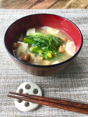 春の味噌汁*菜の花*の写真