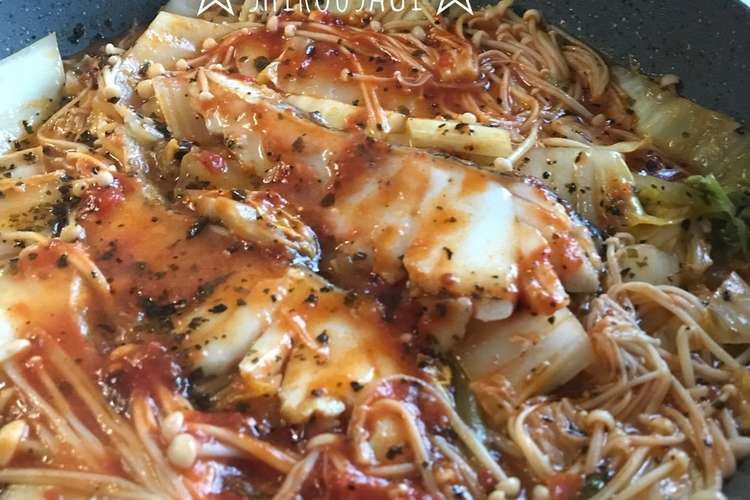 蒸し煮で簡単 タラと白菜のトマトソース煮 レシピ 作り方 By はらぺこしろうさぎ クックパッド