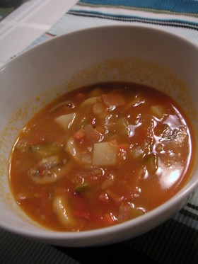 フレッシュトマトでミネストローネ風