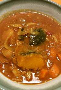 圧力鍋でニンニクの効いた和風野菜スープ