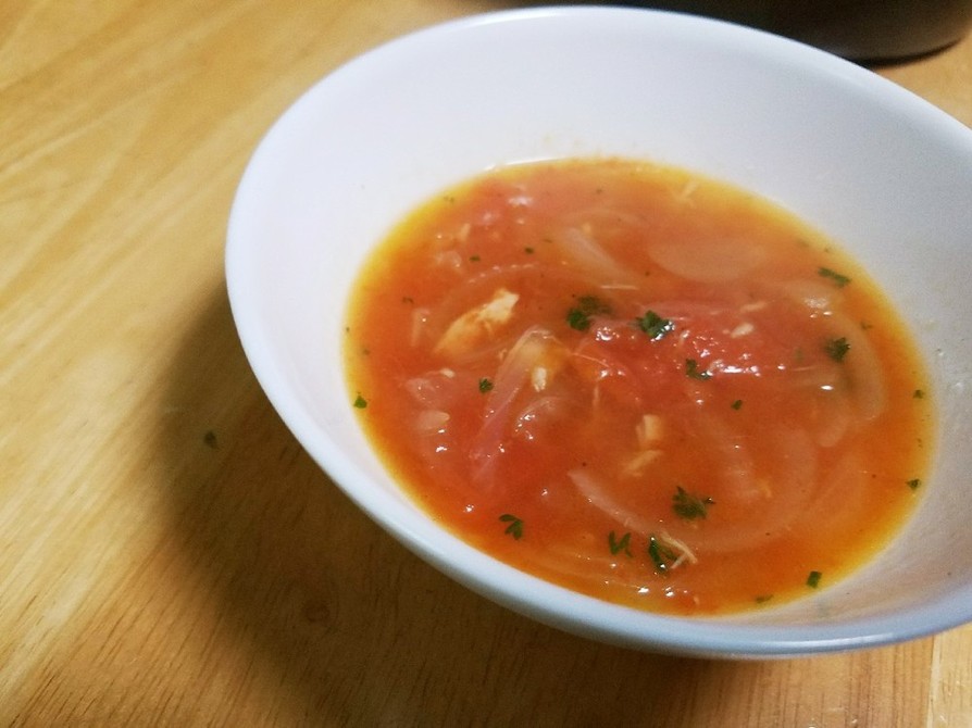 簡単  トマトピューレのスープの画像