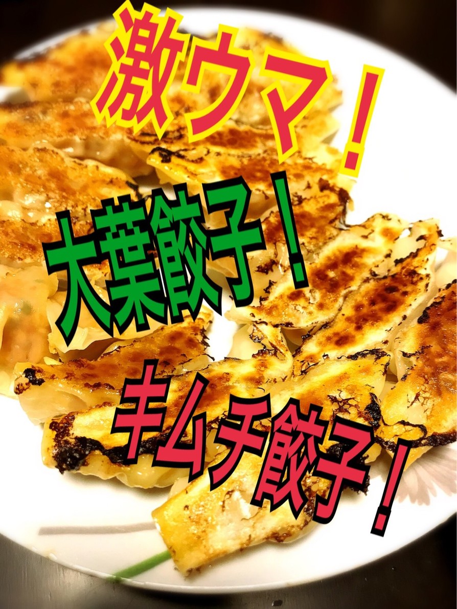 【手作り餃子】2種類の味♪①大葉②キムチの画像