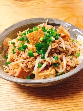 厚揚げともやしの胡麻味噌炒め