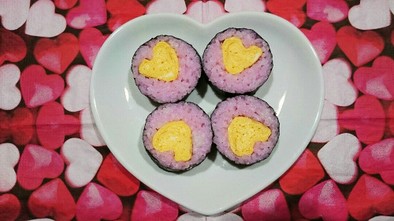 【巻き寿司】ハートの卵焼き♡の写真