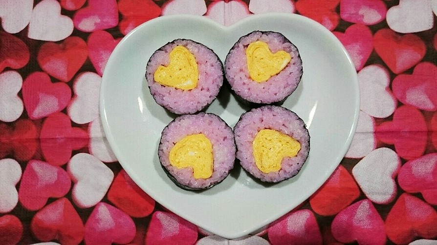 【巻き寿司】ハートの卵焼き♡の画像