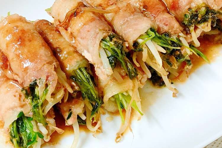 ご飯がススム もやしと豆苗の豚バラ巻き レシピ 作り方 By Mikarin クックパッド 簡単おいしいみんなのレシピが375万品