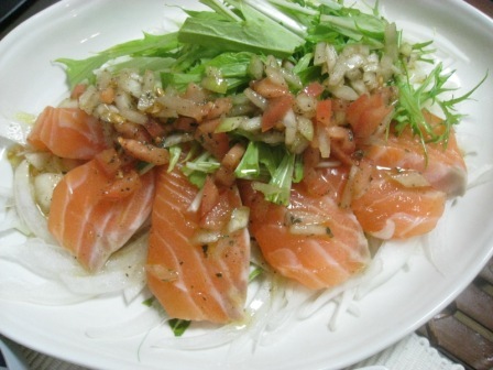 鮭と水菜のカルパッチョの画像