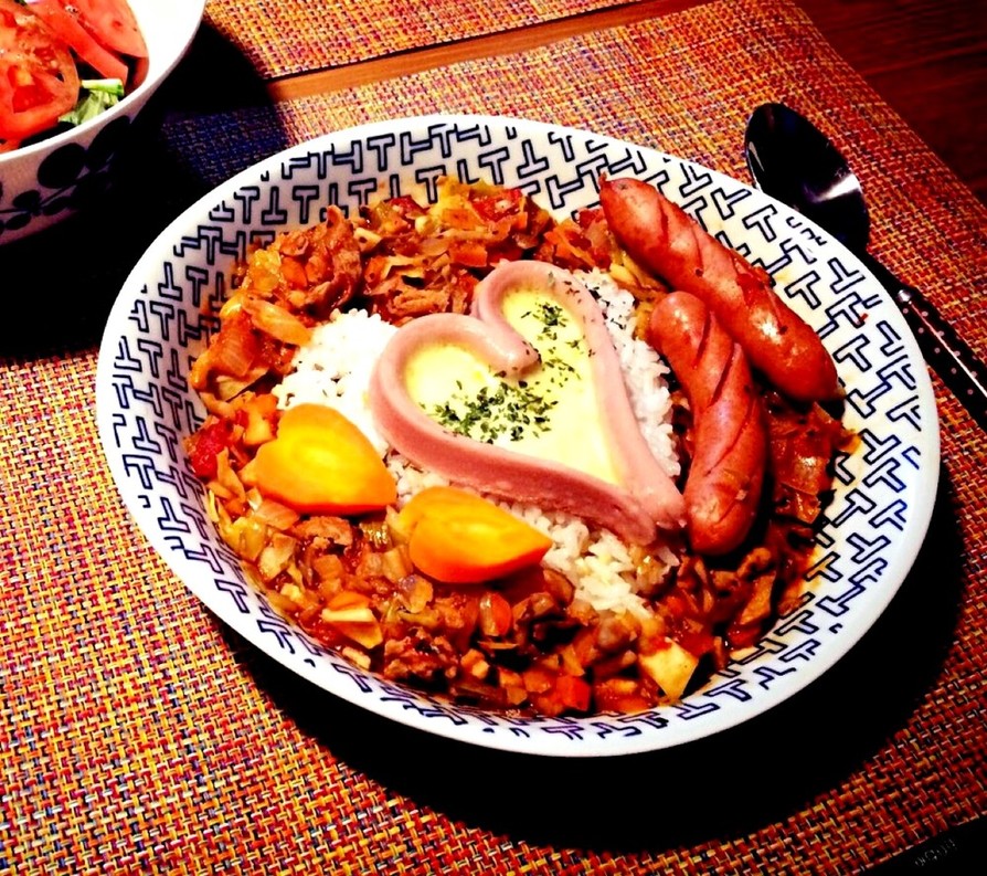 魚肉ソーセージとチーズのハート焼きの画像