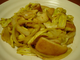 ☆はんぺんとキャベツの味噌マヨ炒め