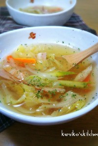 ガッサリ細切りキャベツの野菜スープ