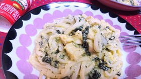 濃厚★美味【うどんのチキンカルボナーラ】