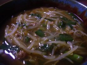 パパっと麻婆ニラもやしうどん
