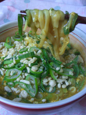 ネギたっぷり☆かき卵カレーうどん