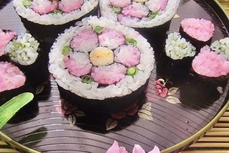 ひな祭りやお祝いに 桃の飾り巻き寿司 レシピ 作り方 By Shokenママ クックパッド