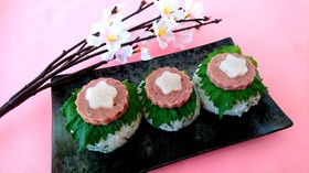 お花見にぴったり!ミートローフの手毬寿司
