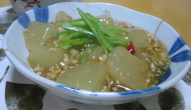 大根の鶏挽肉あんかけ