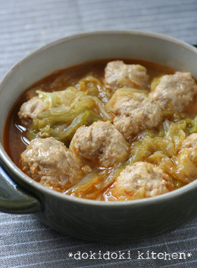 肉団子とキャベツのピリ辛スープ煮の画像