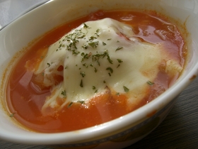 レンジで簡単♫トマトのグラタンスープ♡