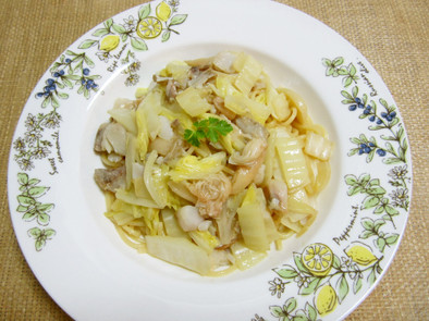 鱈と白菜のペペロンチーノの写真