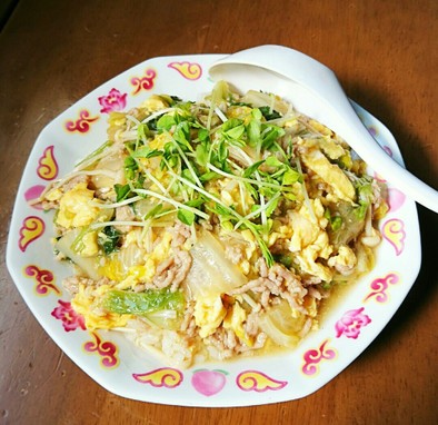 白菜と豚ひき肉の中華風あんかけ丼の写真