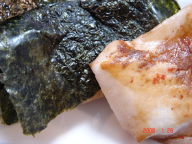 我が家の磯辺餅は唐辛子入り♪