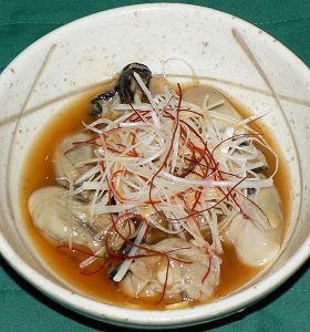 生牡蠣の熱々ゴマ油風味