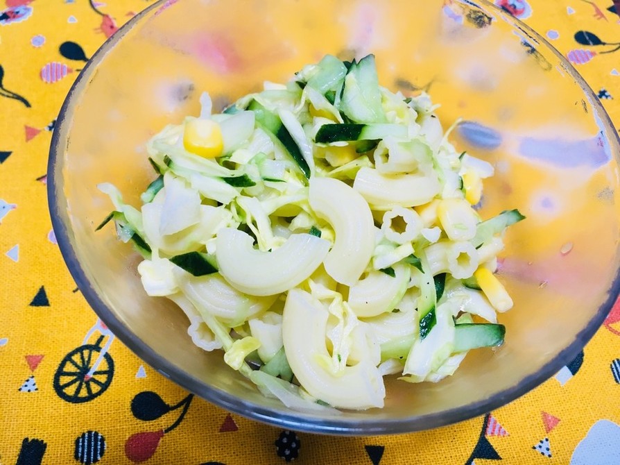 キャベツとマカロニのオリーブオイルサラダの画像