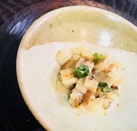 塩酒粕ネギ油で*いぶりがっこのザーサイ風
