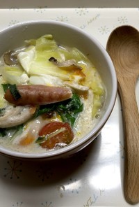 豆乳野菜スープ（味噌汁リメイク）
