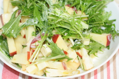 リンゴとチーズの水菜サラダの写真