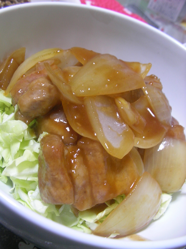 【男の料理】黒酢豚丼の画像