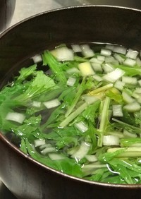 ねぎと水菜のシンプルなスープ