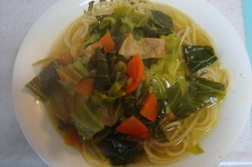 キャベツのカレースープパスタ