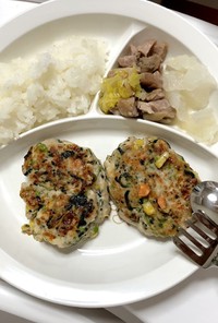 野菜&ひじき入りマグロと豆腐のハンバーグ