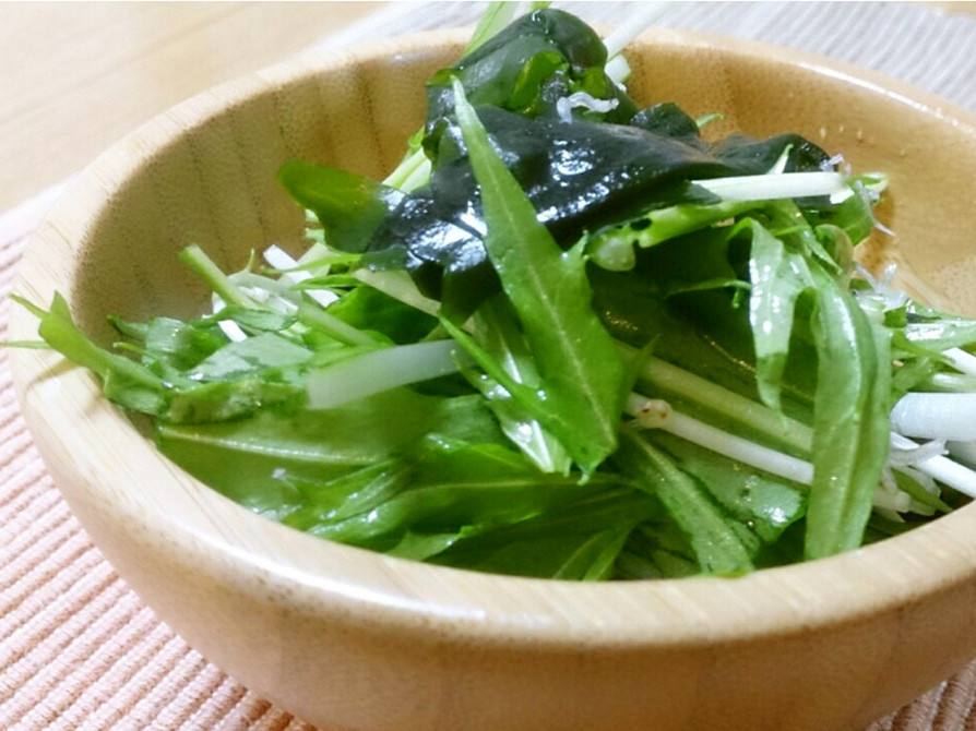 ベジ♪水菜とわかめの中華風和え物の画像