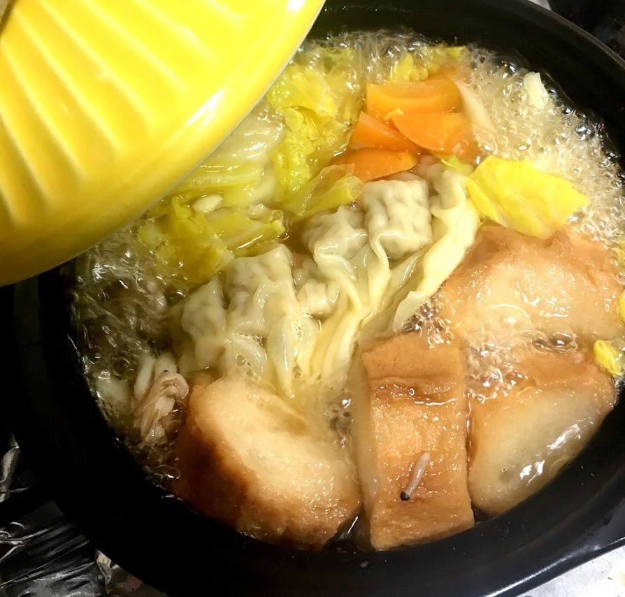 あったか1人鍋⑦　肉ワンタン＆仙台麩の画像