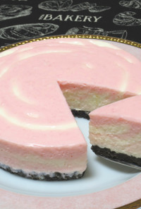 【オレオ生地】苺のマーブルチーズケーキ♪