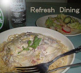白菜のホワトクリームパスタ