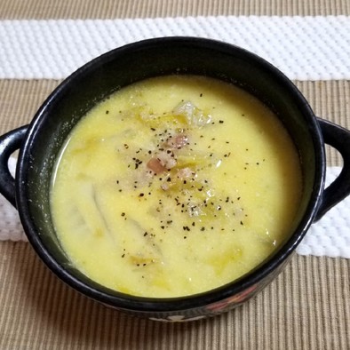 ベーコンと白菜のクリームスープの写真