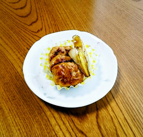 鶏団子とネギの焼肉のたれ炒め♥