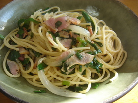 美味しい♪「にらとベーコンのパスタ」