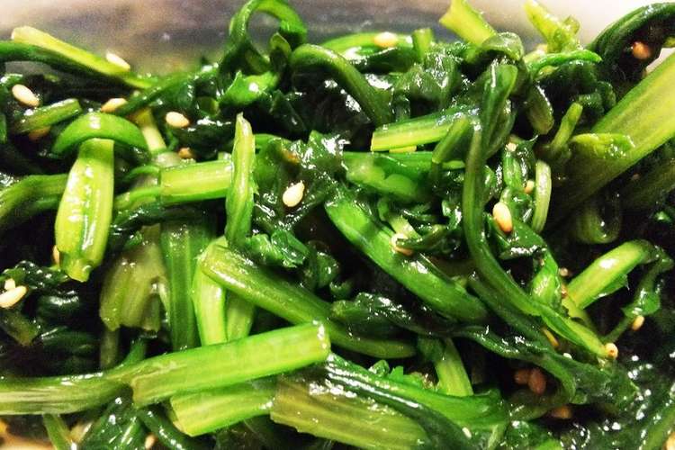 簡単 春菊おひたし ごま油菊菜大量消費 レシピ 作り方 By まきしまむ翔ちゃん クックパッド