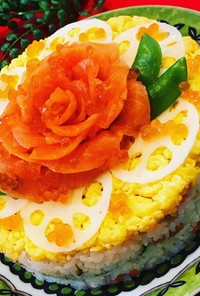 ひなまつりに♡サーモン花の寿司ケーキ