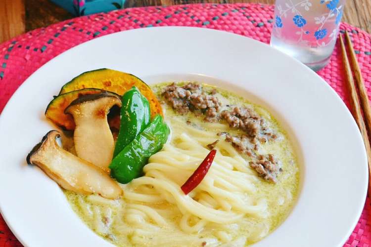豆乳でまろやか簡単グリーンカレーうどん レシピ 作り方 By ふじたかな クックパッド