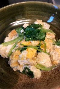 豆腐と卵の麺つゆ炒め