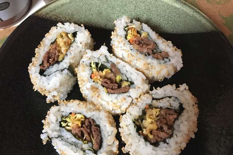 焼肉de裏巻き寿司風 レシピ 作り方 By クックloveまま クックパッド 簡単おいしいみんなのレシピが350万品