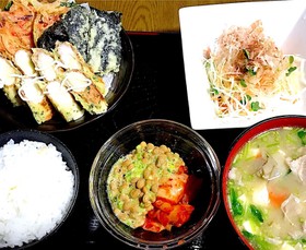 竹輪チーズ磯辺揚げ 桜海老のかき揚げ