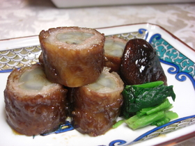 ごぼうを牛肉でクルクル八幡巻き
