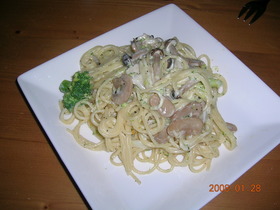 きのこのクリームパスタ