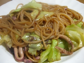 イカとキャベツの和風マヨ醤油味のパスタ